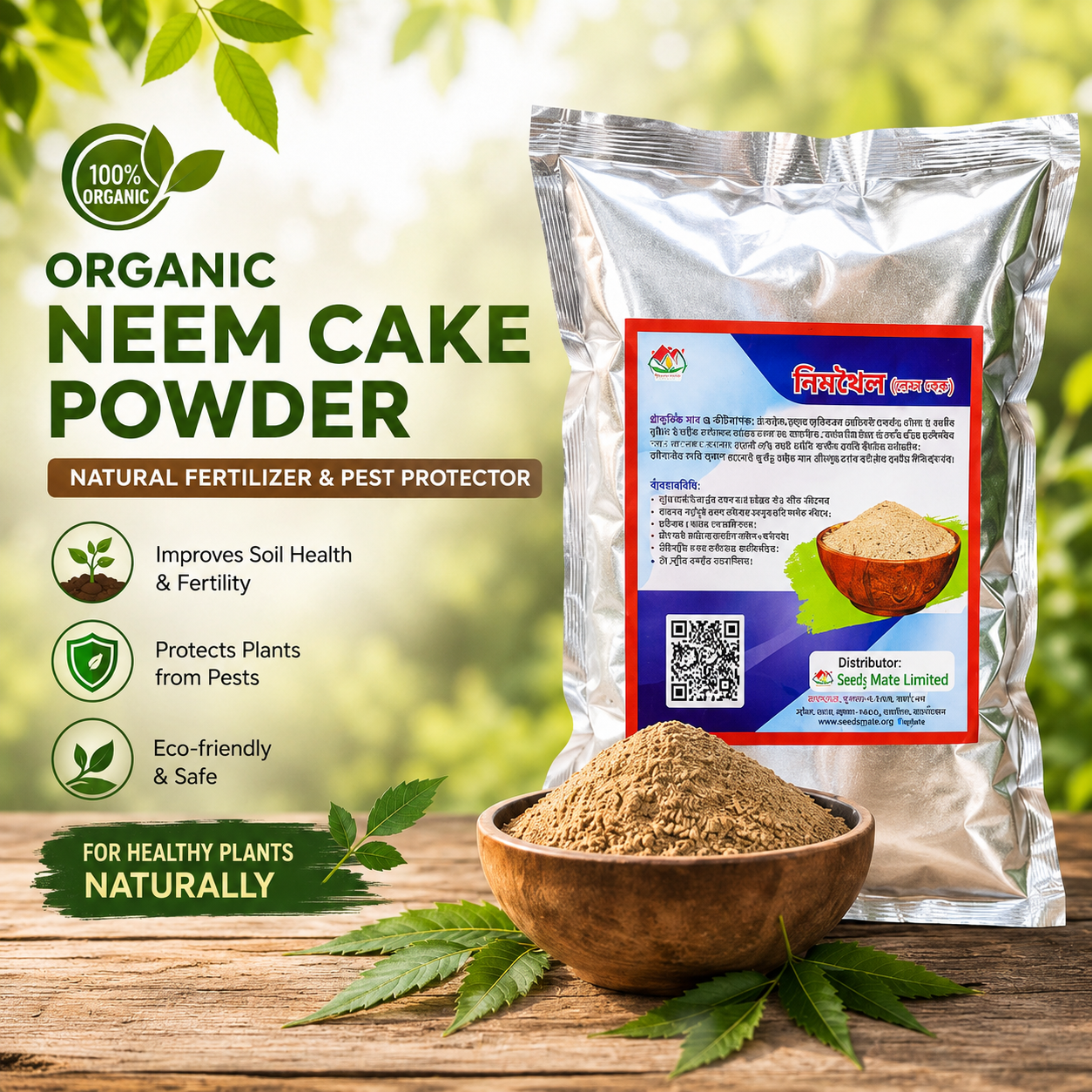 Organic Neem Cake Powder for Plants – Natural Fertilizer & Pest Protector নিম খৈল উদ্ভিদের স্বাস্থ্য সুরক্ষায় প্রাকৃতিক জৈব সার
