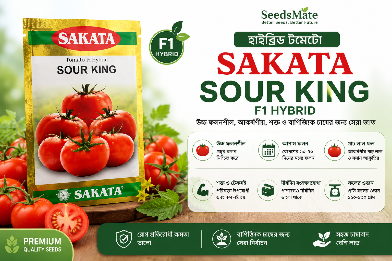 SAKATA Sour King F1 Hybrid Tomato Seeds Premium High Yield Tomato Seeds