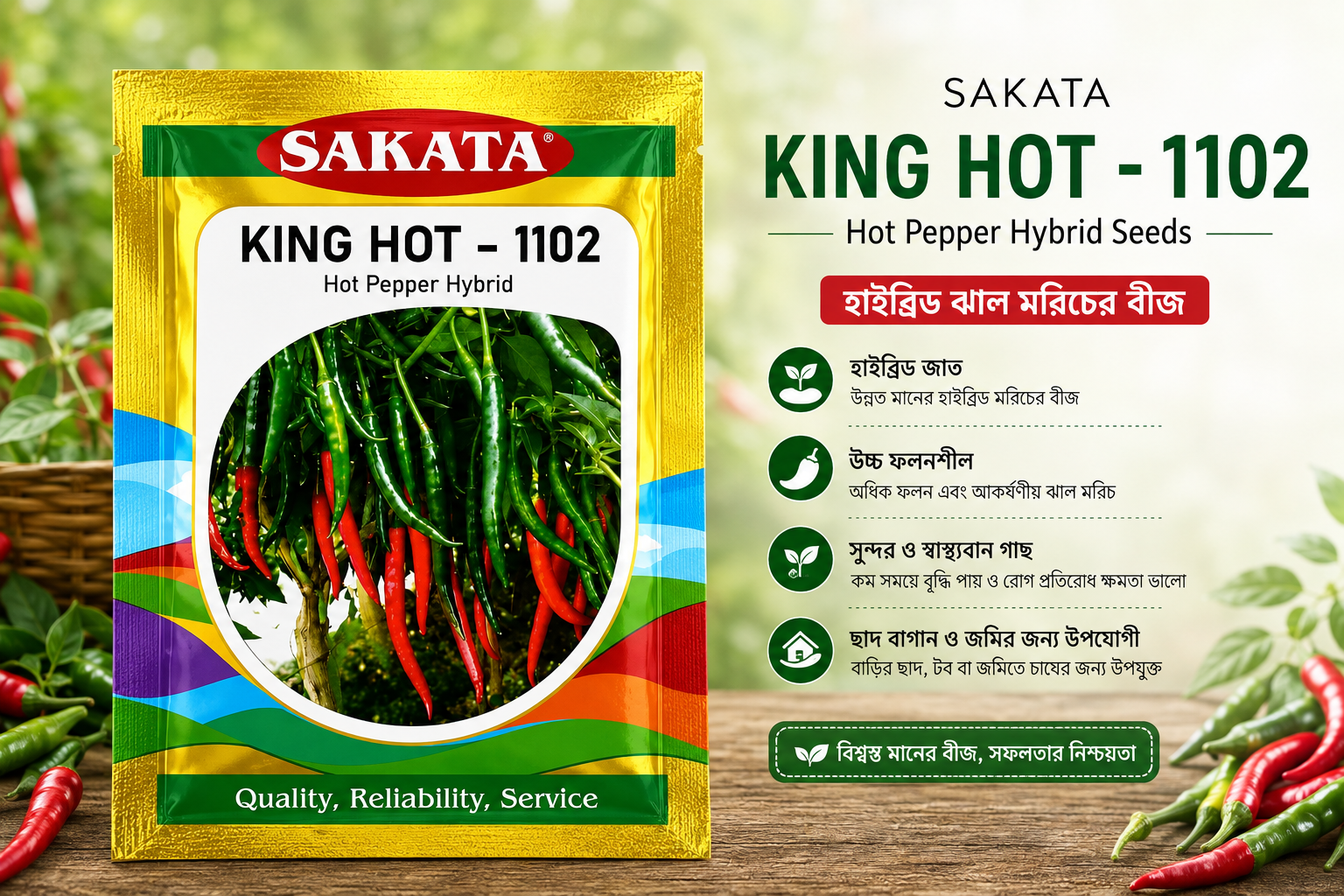 Sakata King Hot 1102 Hot Pepper Hybrid Seeds