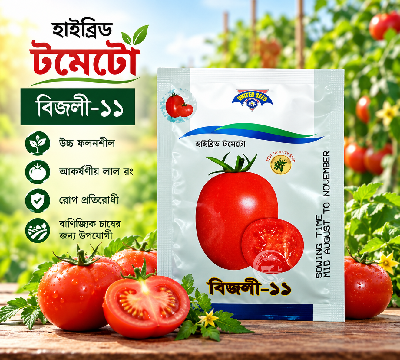 বিজলী-১১ হাইব্রিড টমেটো বীজ | Bijli-11 Hybrid Tomato Seeds